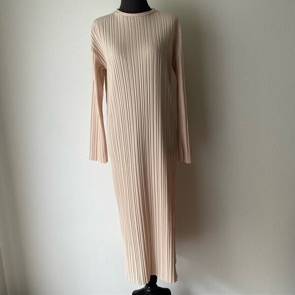 Zara sz M pleated midi long sleeve afghan‎ minimalistic dress - Picture 1 of 10